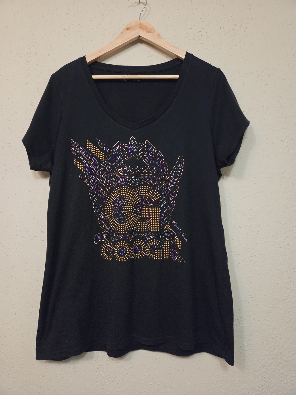 COOGI Shirt Womens 2X Plus Size Multicolor Crystal Logo